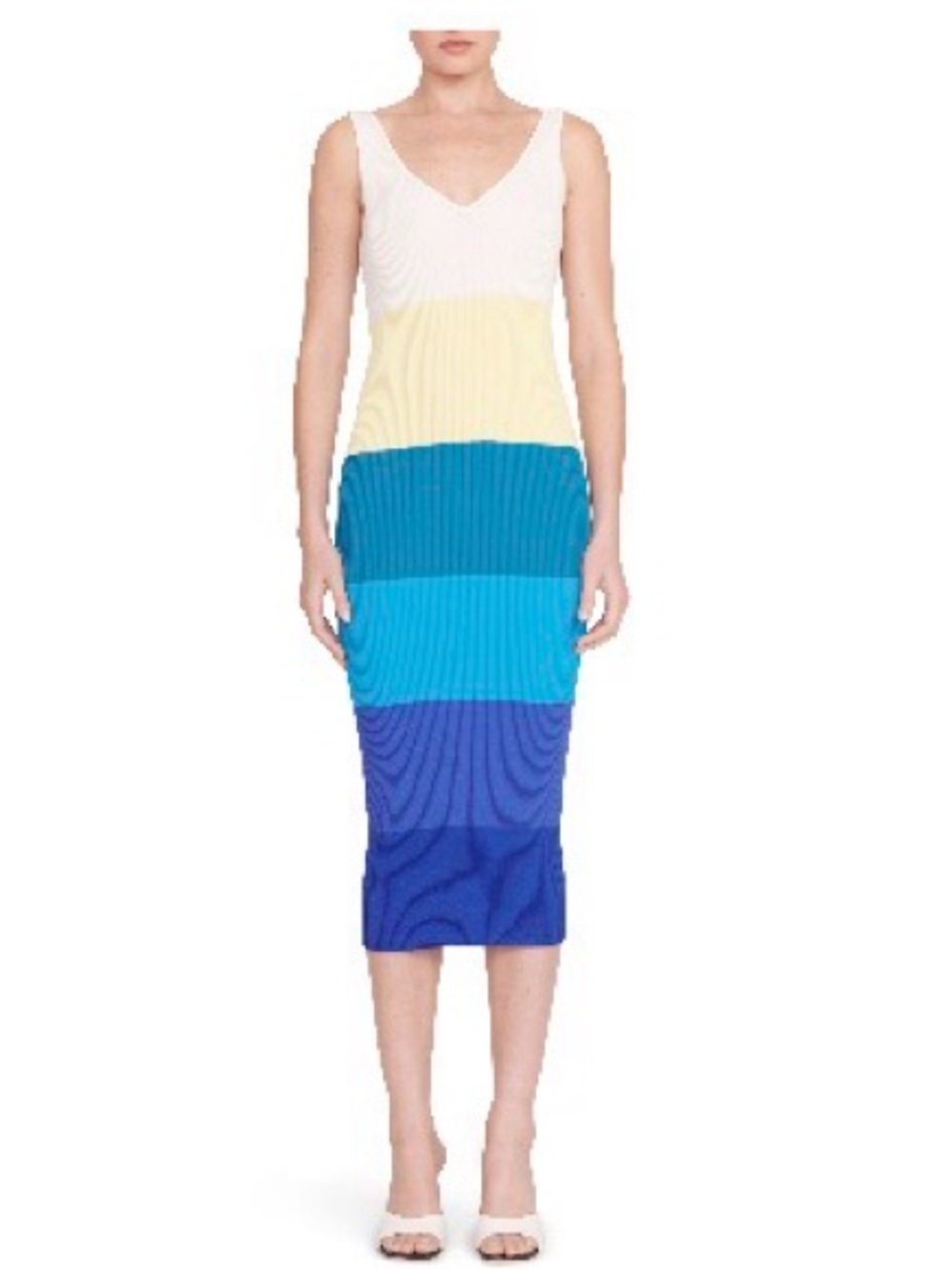Staud Dana Ribbed Knit Maxi Dress | Pacific Stripe | Altered (fits ~M-L)